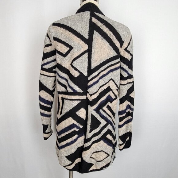 Lucky Brand Intarsia Draped Geometric Open Front Cardigan Womens Size Medium - Picture 3 of 11